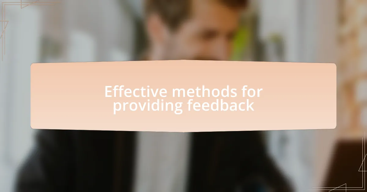 Effective methods for providing feedback