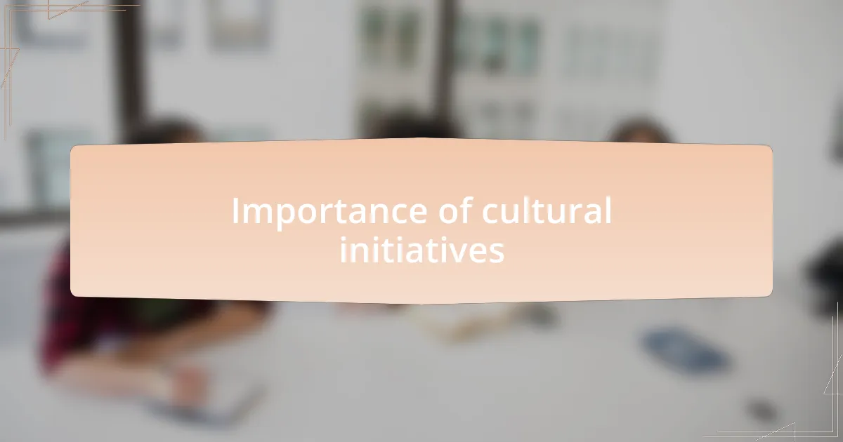 Importance of cultural initiatives
