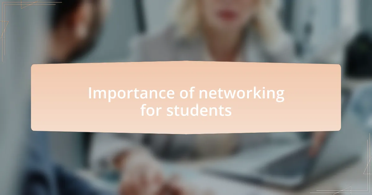 Importance of networking for students
