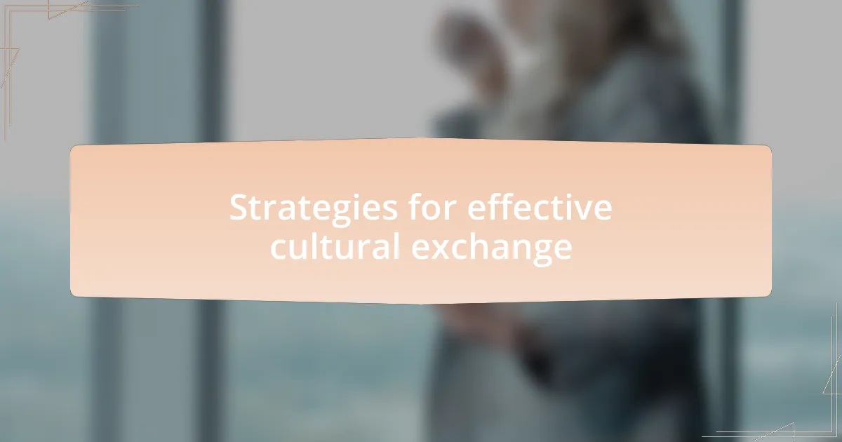 Strategies for effective cultural exchange