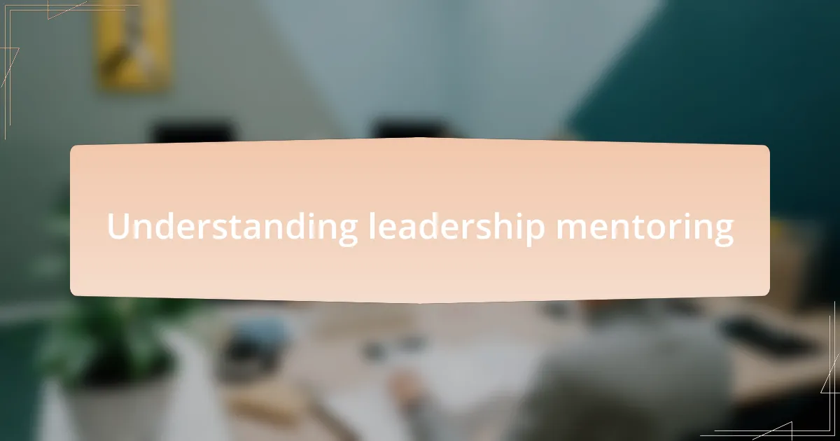 Understanding leadership mentoring